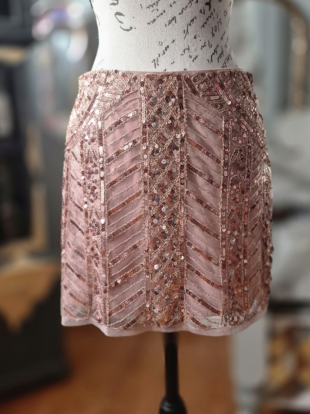Endless Rose Rose Disco Queen Gold Sequin Mini Skirt Medium
